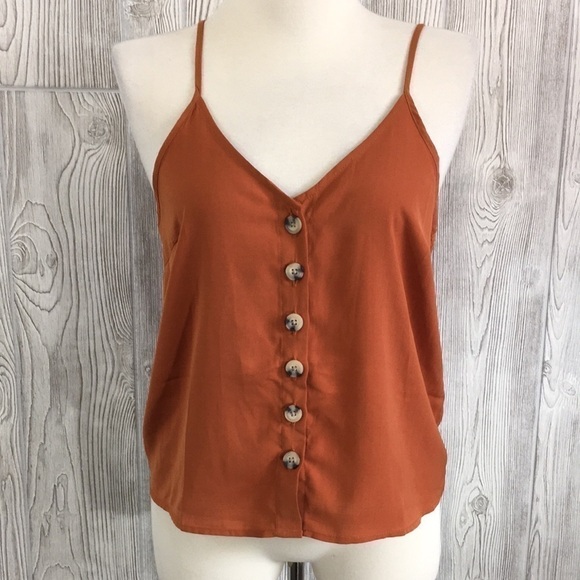 Paper Crane Orange Tank Top Button Down Medium - Picture 1 of 7